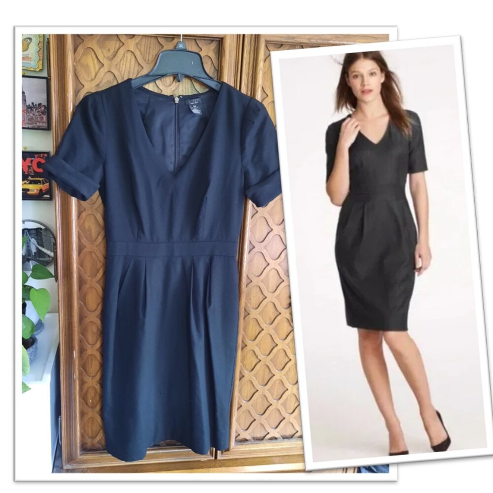 J. Crew Super 120's Memo Wool Dress - Black, Size 00